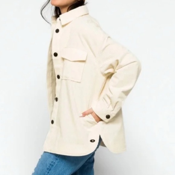 SCOTCH & SODA CORDUROY ORGANIC SHACKET IN CREAM BUTTON FRONT MEDIUM NEW WITH TAG - Picture 1 of 13